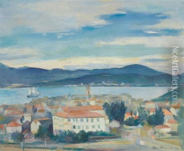 French, - St. Tropez,1922 Oil Painting - Henri Ottmann