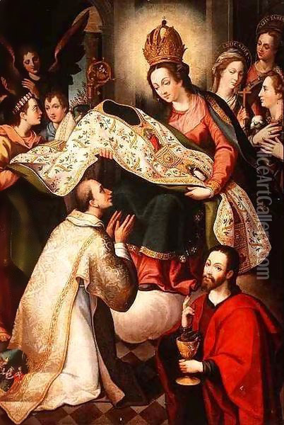 Presentation of the Cope to St. Ildefonsus Oil Painting - Diego de (the Younger) Aguilar