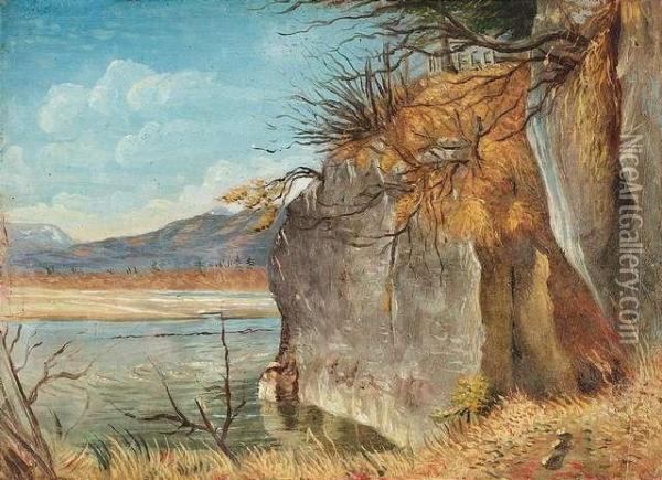 Lakefront In Fall Oil Painting - Josef Meisl