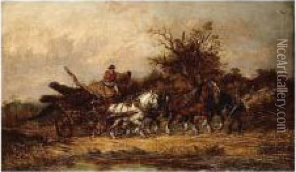 The Timber Waggon Oil Painting - Alexis de Leeuw