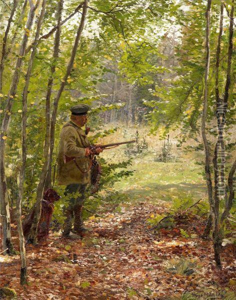 Hunter At The Ready Oil Painting - Hugo Muhlig