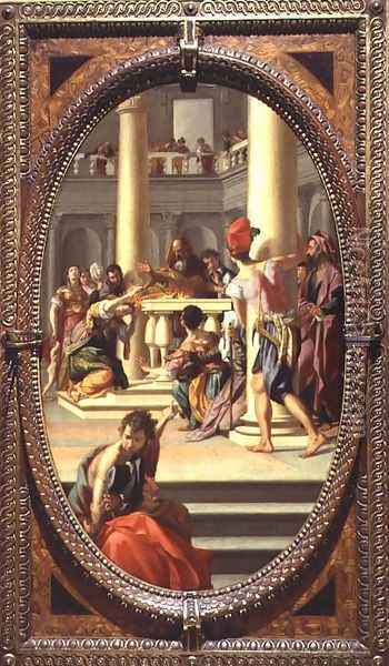 Lavinia at the Altar, 1572 Oil Painting - Mirabello Cavalori (Salincorno)