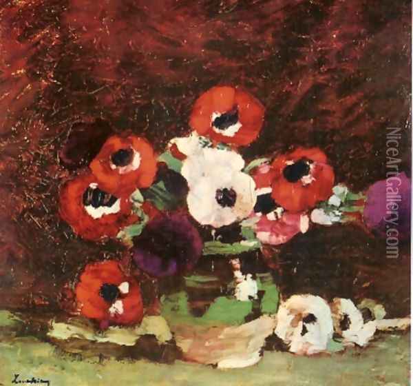 Anemona Flowers, 1908 Oil Painting - Stefan Luchian