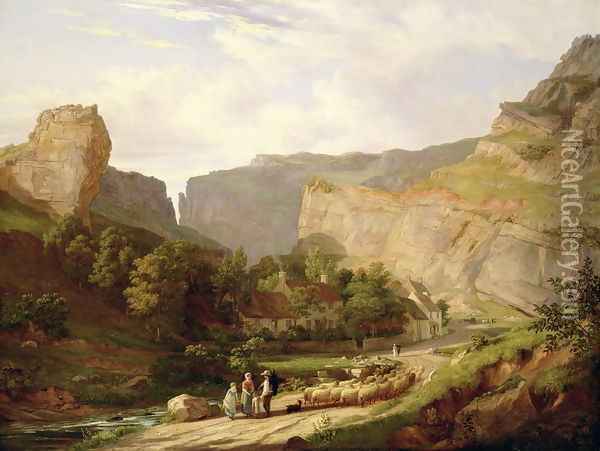 A View of Cheddar Gorge Oil Painting - George Vincent