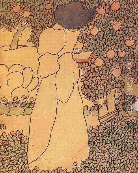 Woman in the Garden Walking Woman 1895 Oil Painting - Jozsef Rippl-Ronai