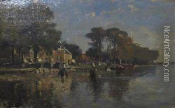 Canal Hollandais Oil Painting - Edmond De Schampheleer