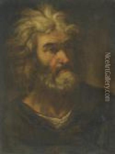 A Head Study Of A Bearded Man Oil Painting - Pier Francesco Mola