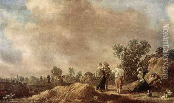 Haymaking 1630 Oil Painting - Jan van Goyen