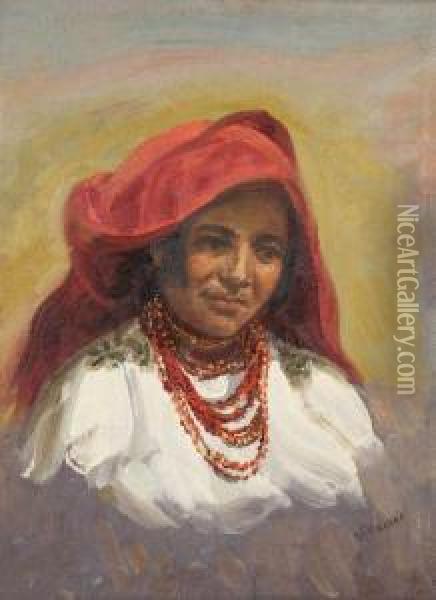 Portrait Of A Lady Oil Painting - Cesar A. Villacres
