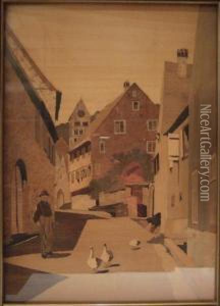 Rue De Village En Alsace Oil Painting - Charles Spindler