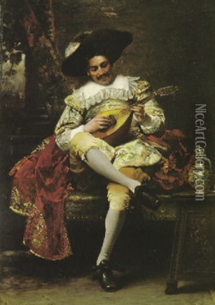 The Lute Player Oil Painting - Vaclav Brozik