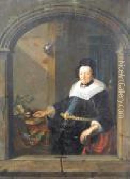 Portret Van Een Oude Dame - Portrait D'une Vieille Dame. Oil Painting - Willem van Mieris