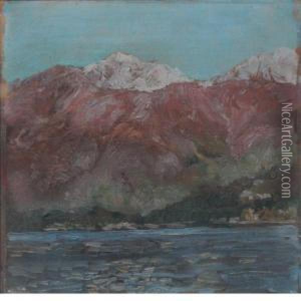 Mountain Landscape Study Oil Painting - Gaston de Latouche