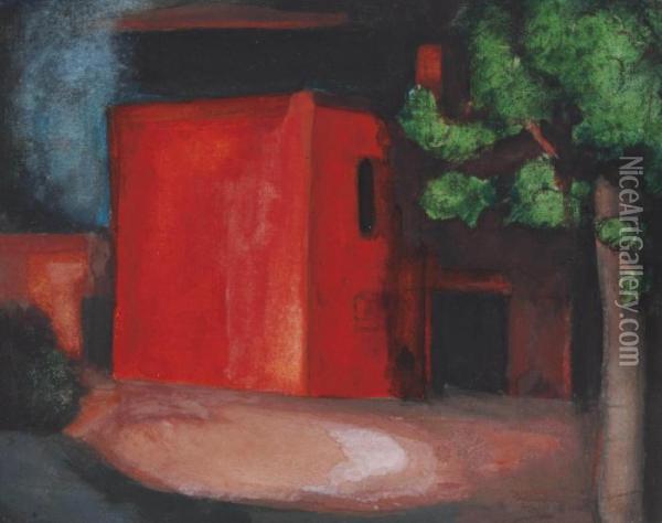 Study For 'red' Oil Painting - Oscar Bluemner