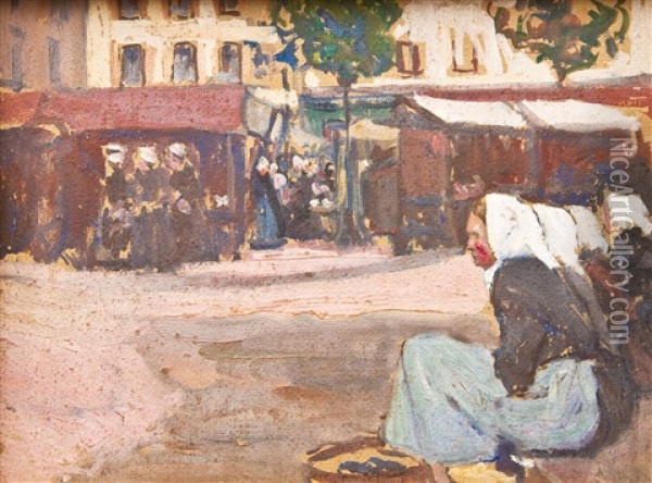 Marktplatz In Der Bretagne Oil Painting - Fernand Piet