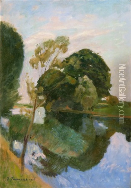 Sommerliche Flusslandschaft Oil Painting - Gustave Jeanneret