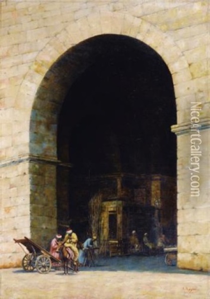 L'entree Des Souks A Constantinople Oil Painting - Simon Hagopyan