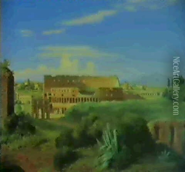 Udsigt Fra Ruinerne Af Domitians Palads Oil Painting - Constantin (Carl Christian Constantin) Hansen