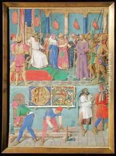 Jesus before Pilate from The Hours of the Cross and the Holy Spiri Oil Painting - Jean Fouquet