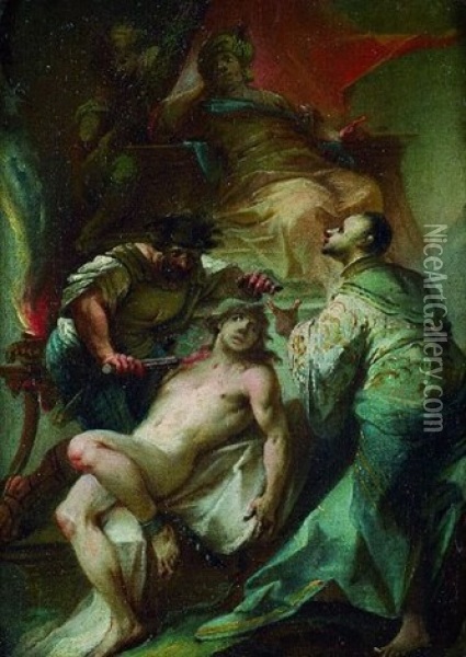 Das Martyrium Des Hl. Venantius Von Camerino Oil Painting - Johann Wolfgang Baumgartner