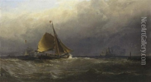 Off To The Fishing Grounds Oil Painting - Edwin Hayes