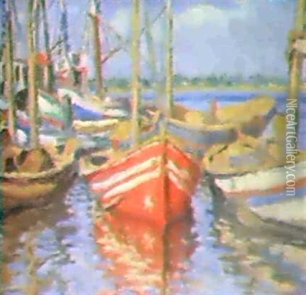 La Quilla Roja De La Barca Oil Painting - Cecilio Pla