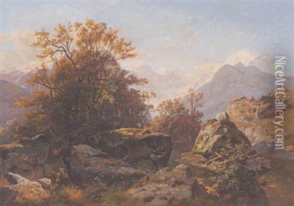 Hochgebirgslandschaft Oil Painting - Ferdinand Graf (Count) von Harrach