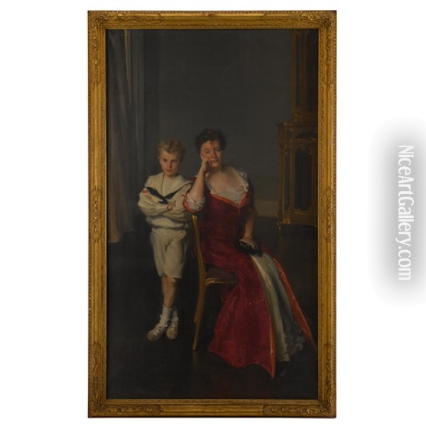 Mrs. John Frederick Lewis And Son, John Frederick Lewis, Jr Oil Painting - Cecilia Beaux