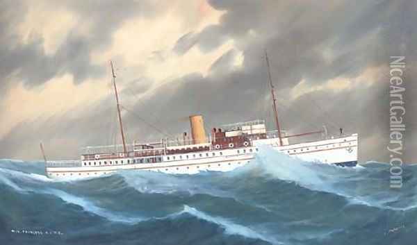 The R.C.Y.C. motor yacht Princess in a heavy swell Oil Painting - L. Papaluca