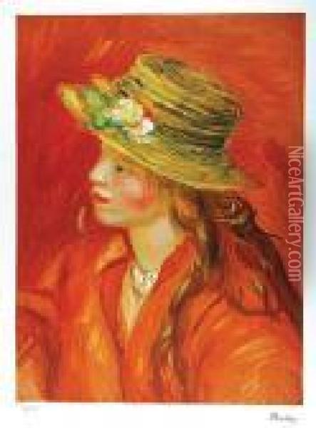 Dziewczyna W Kapeluszu Oil Painting - Pierre Auguste Renoir