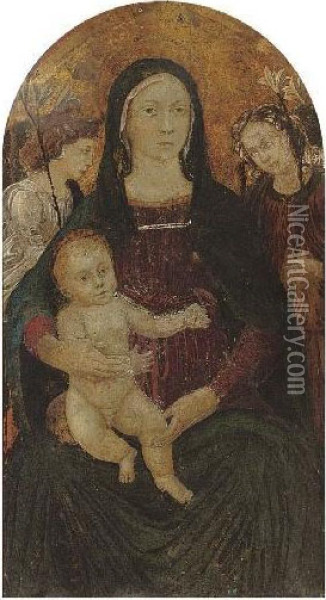 The Madonna And Child Surrounded By Angels Oil Painting - Master Of Marradi