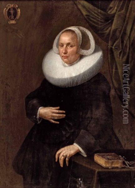 Dreiviertelportrait Einer Dame Oil Painting - Johannes Cornelisz Verspronck