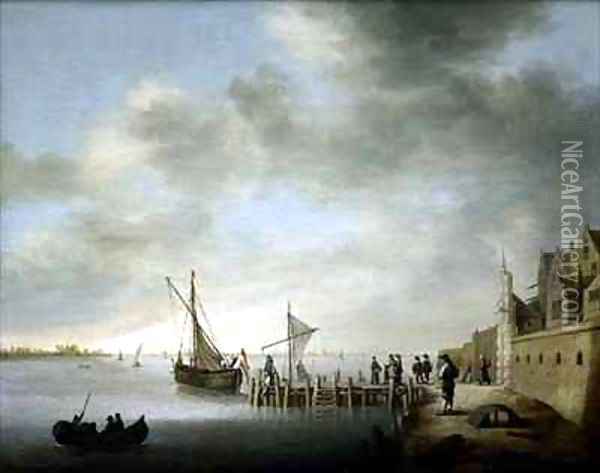 The Melkpoortje on the Dordrecht Harbour Oil Painting - Aelbert Cuyp