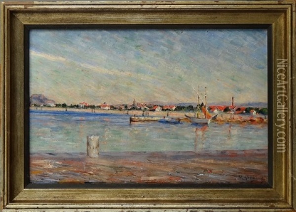 Bord De Mer A Quiberville Oil Painting - Raymond Allegre