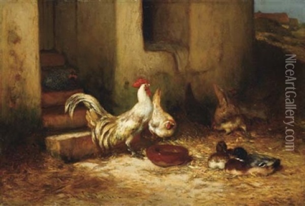 La Basse-cour Oil Painting - Philibert-Leon Couturier