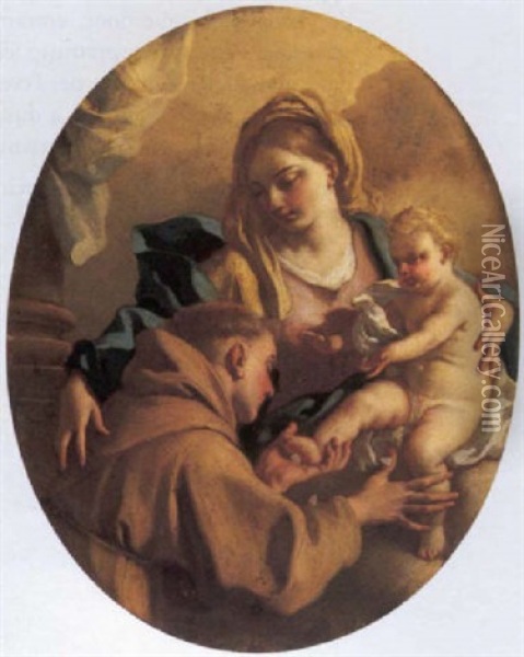 Madonna Con Bambino E Sant'antonio Oil Painting - Francesco de Mura