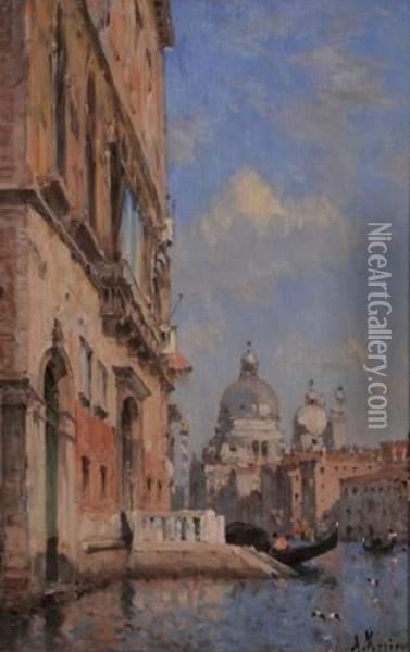 Canal A Venise Oil Painting - Amedee Rosier