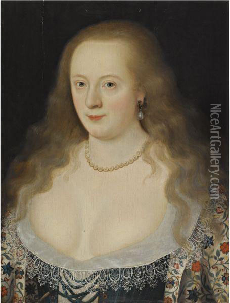 Portrait Of Frances, Countess Of Hertford, Later Countess Of Richmond (1578-1639) Oil Painting - Marcus Ii Gerards