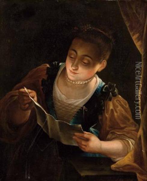 Bildnis Einer Lesenden Jungen Dame Oil Painting - Jean Raoux