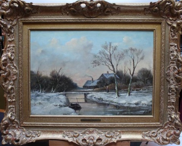 Winterlandschap Oil Painting - Adriaan Marinus Geyp