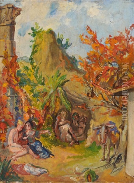 Bacchusfest In Einer Hohle Am Aventin Oil Painting - Albert Welti