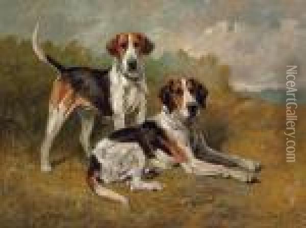 Two Hounds Resting Oil Painting - John Emms