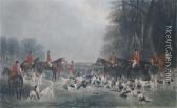 The Meet At Blagdon (by Thomas Lupton) Oil Painting - John Wray Snow