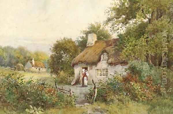 Outside the cottage Oil Painting - Joshua Fisher