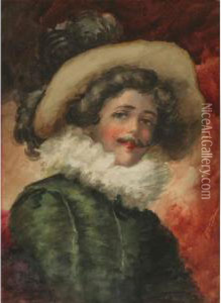 Portrait Of A Male Figure In 17th Century Garb Oil Painting - Emma Grabner Shackelford