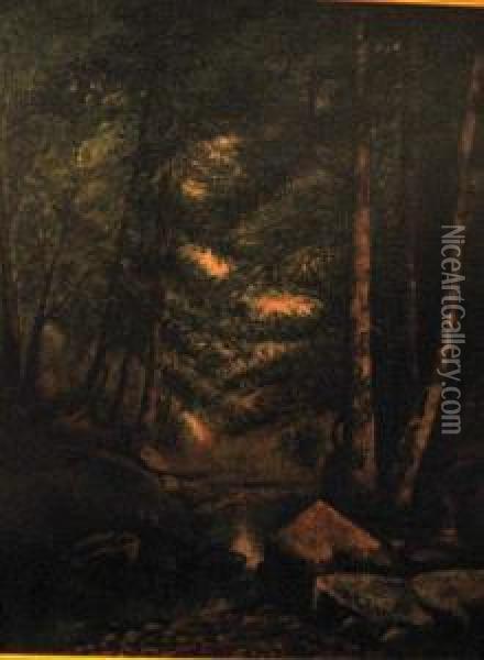 Wissahickon Creek, The Devil's Pool Oil Painting - Anna Massey Lea Merritt