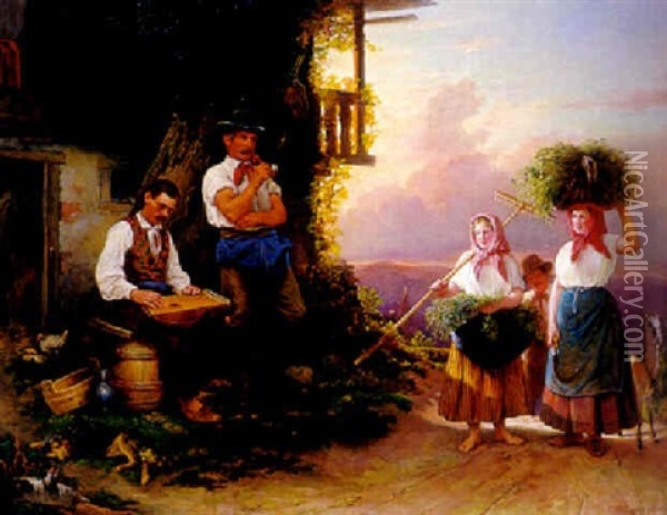 Feierabend Oil Painting - Heinrich August Mansfeld