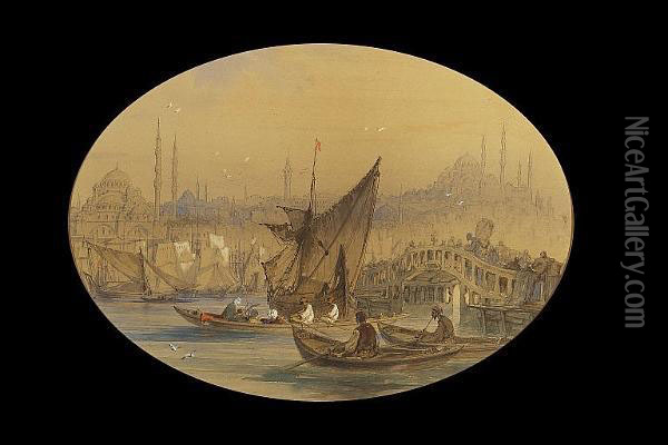 A View Of The Golden Horn Oil Painting - Amadeo Preziosi
