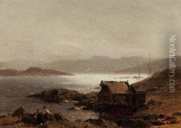 Figures Near The Coast Oil Painting - Carl August Heinrich Ferdinand Oesterley
