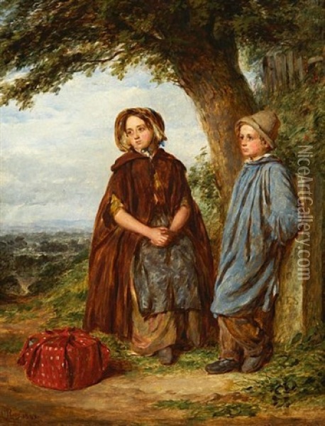Mother And Son (+ Father And Daughter; Pair) Oil Painting - William Percy